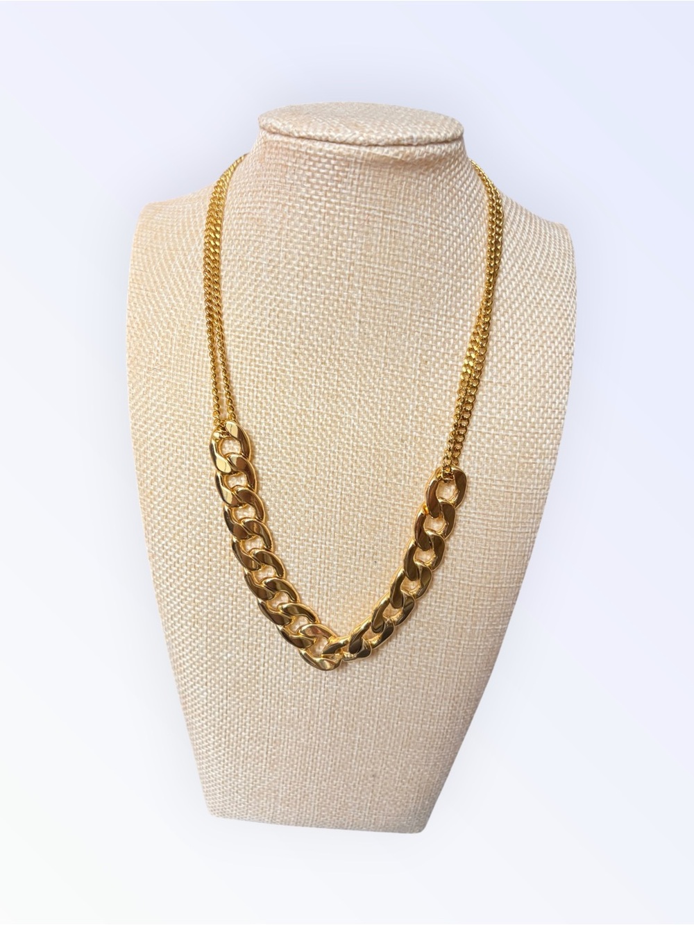 Chunky Gold Plated Statement Necklace Mixed Chain Multi-Strand Carabiner